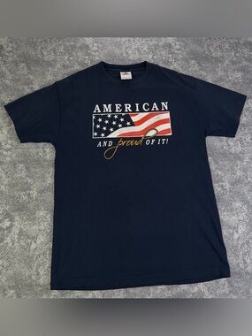 Active USA Navy Short-Sleeve Tee with American Flag Graphic